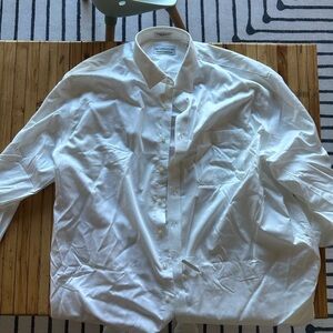 Men's White Dress Shirt with Point Collar - Tailored Look